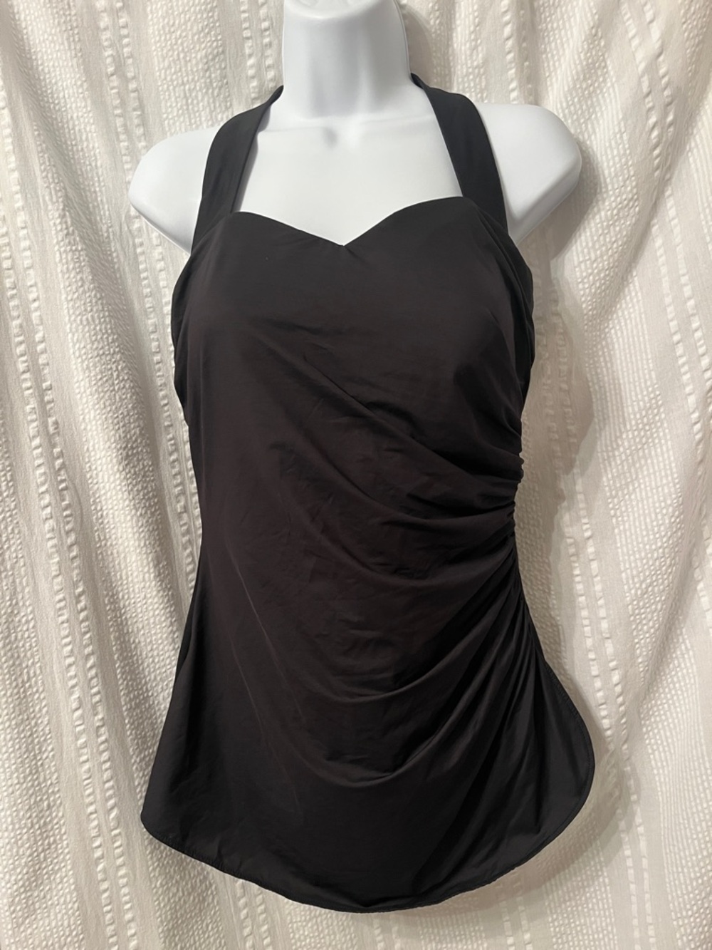 New Lands' End Black One-Piece Swimsuit with rushing 12D 12